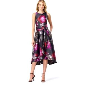 Tahari ASL EUC Black/Multicolor Floral Sleeveless A-Line NWOT Dress, Size 6